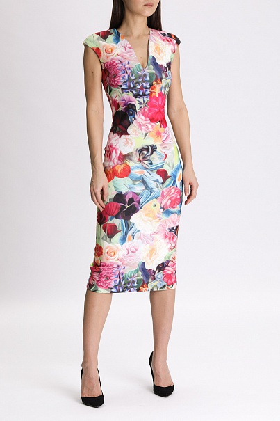 Платье Ted Baker London Odeela Floral Swirl Print Body-con Midi Dress